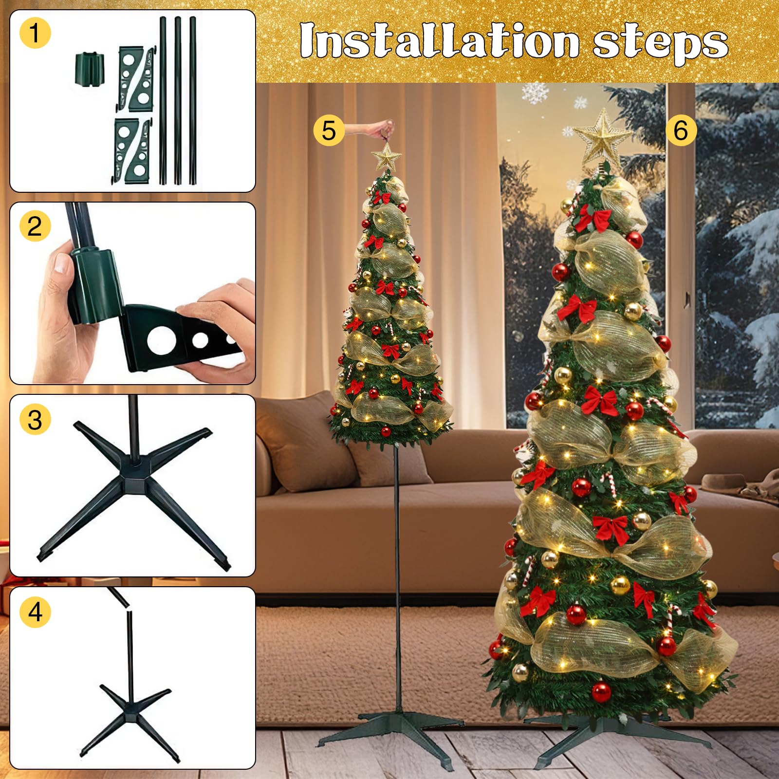 180cm Faltbarer Weihnachtsbaum Pop Up Künstlicher  Produktbild-Vorschau 6