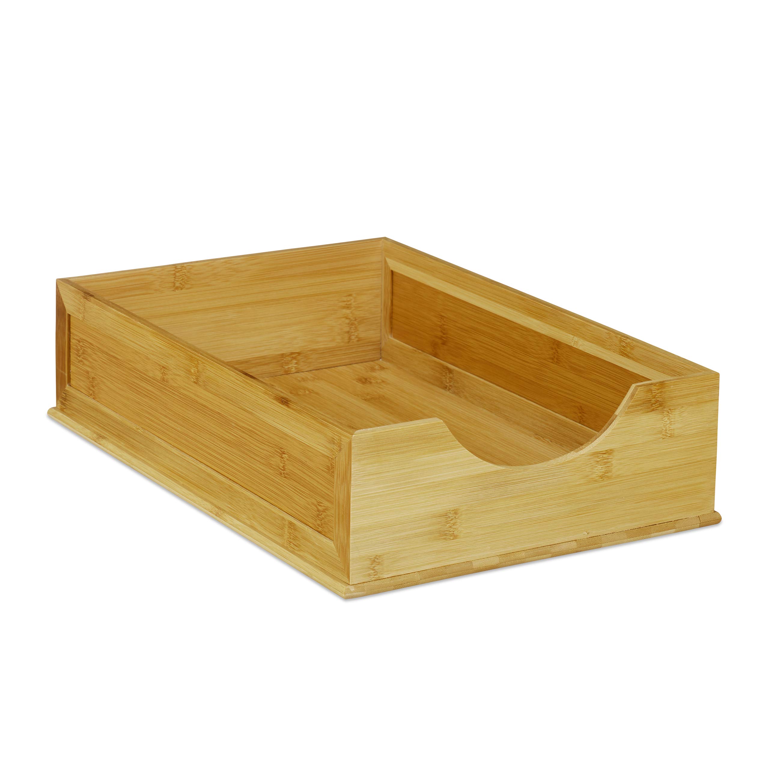Relaxdays Dokumentenablage Bambus, stapelbar, DIN A4 Papier, Büro Organizer, Schreibtisch, HBT: 10 x 26,5 x 39 cm, Natur (Packung mit 3)