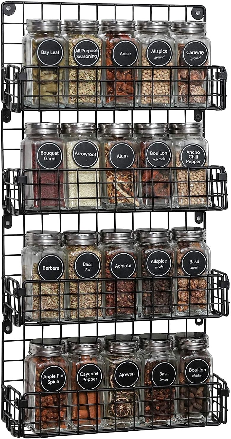 Spice Racks for Mounted 4Tier Stackable Black