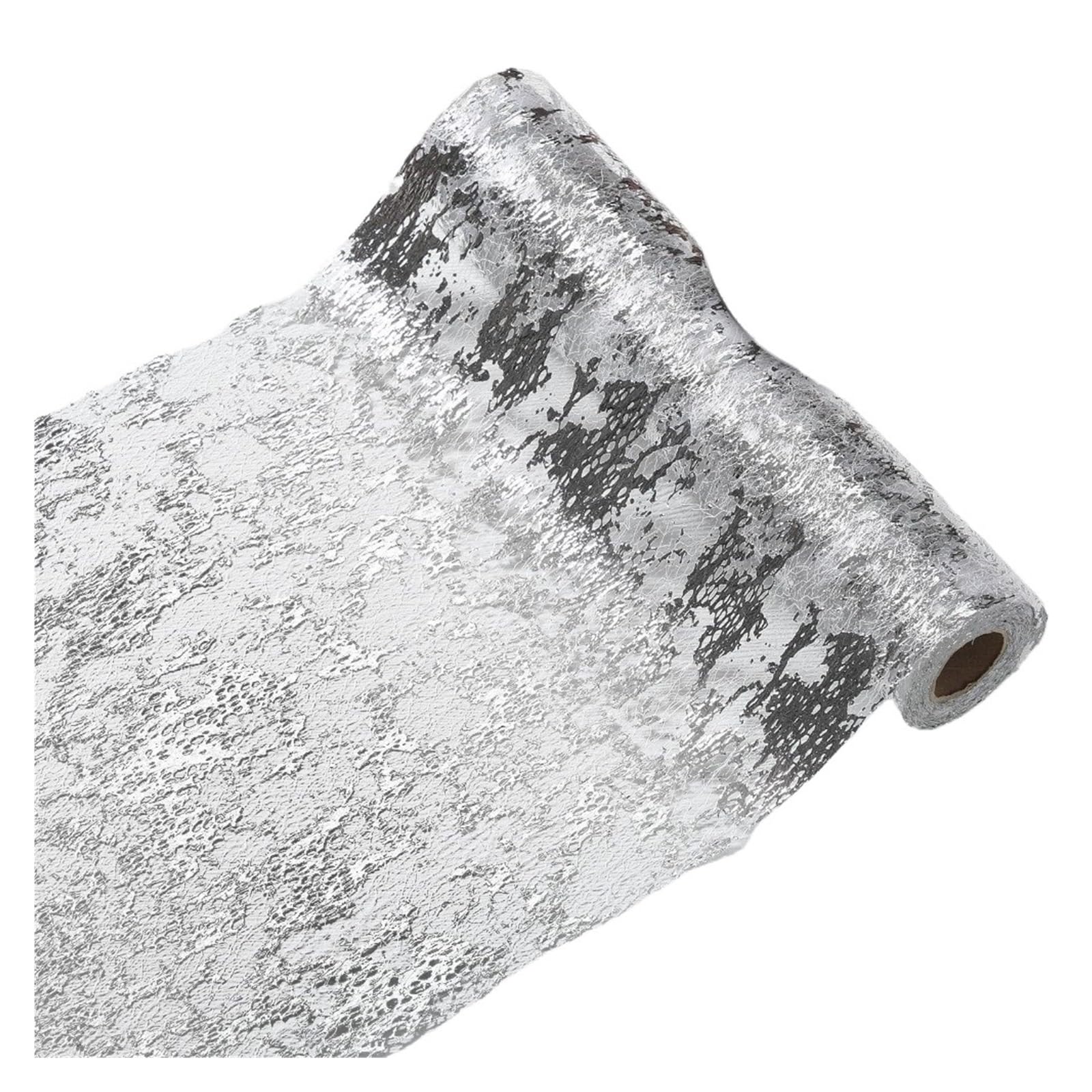 Chiffon Table Runner Sparkle Metallic Runner Glitter Sequin Thin Foil Mesh Roll Snowflake Flag Tablecloth Party Decor(Silver)