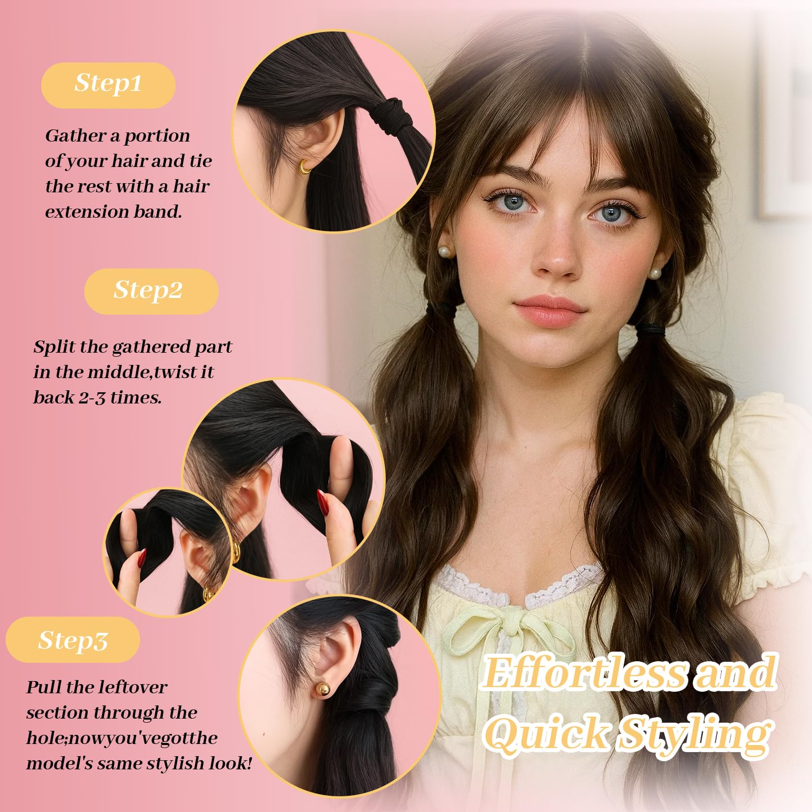 Ponytail Extension, Brown Wig Ponytail Extension Hair, Light Brown Hair Extensions for Daily Styling Special Occasions - Image 3