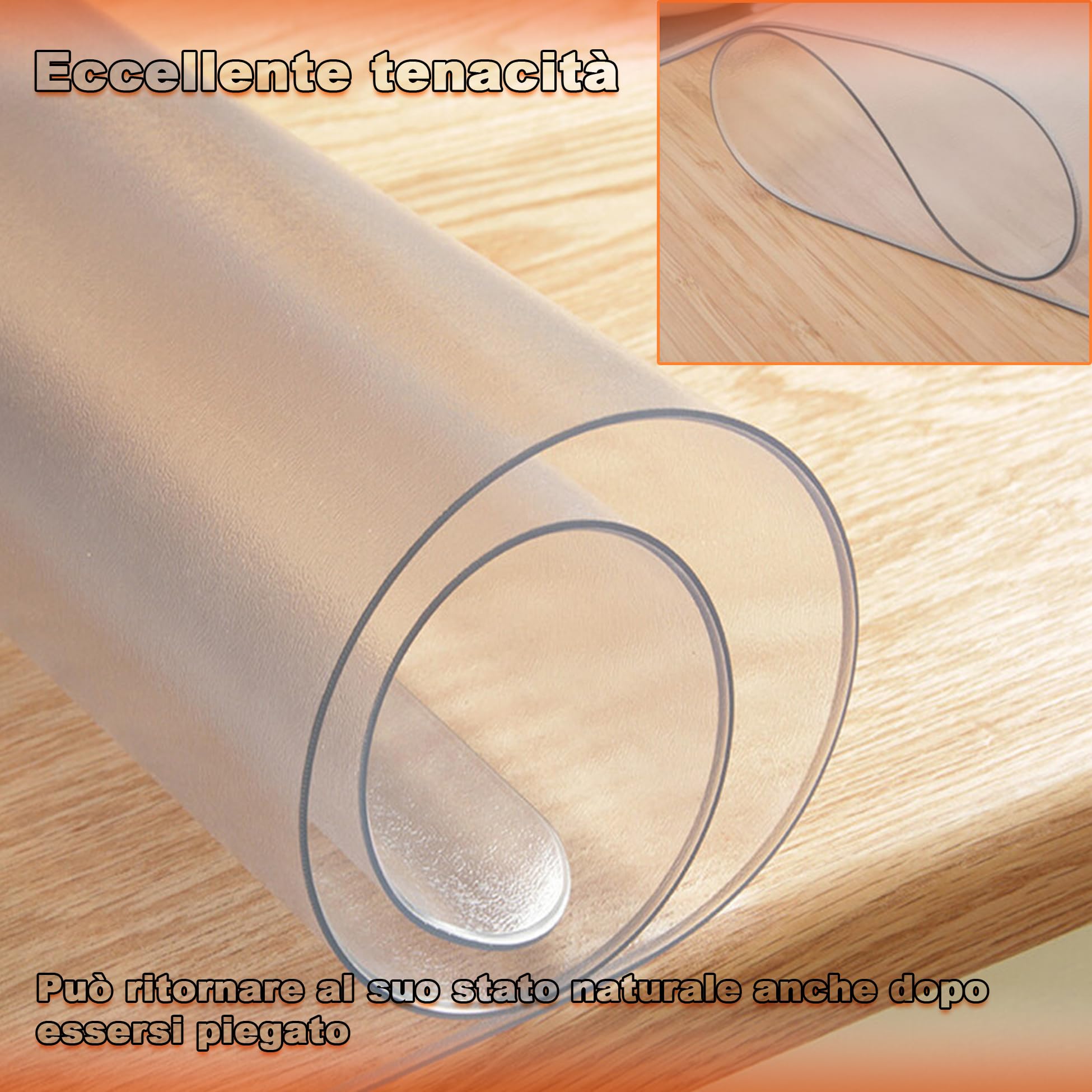 Tovaglia Tavolo Opaca Rotonda 99cm - Trasparente 2mm Copri Scrivania - Facile da Pulire e Pulire - Telo Pvc Trasparente per Scrivania/Tavolo da Pranzo