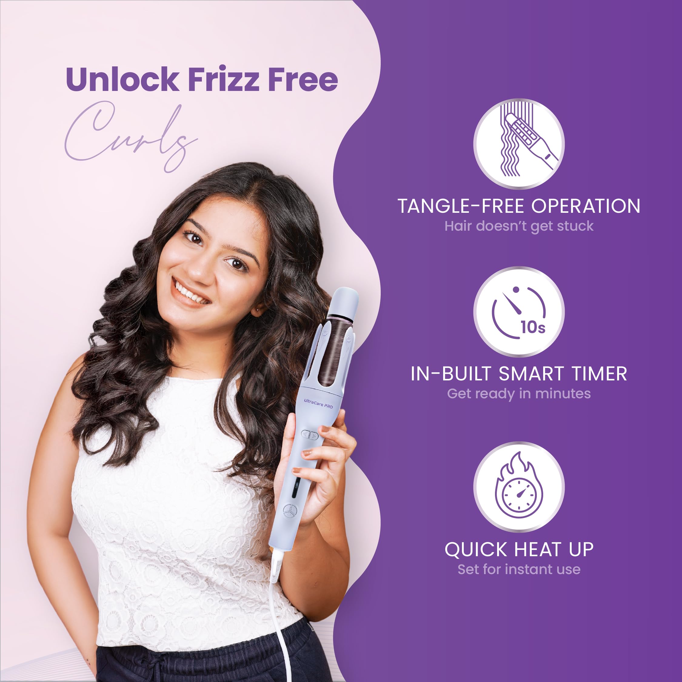 UltraCare PRO EVA Automatic Hair Curler - Dual Curl Rotation - Long Lasting Bouncy Curls - Overheating Protection - Tangle Free Operation - Customized & Quick Heating 3