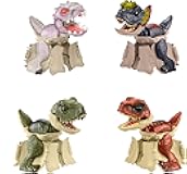 Jurassic World Hidden Hatchers Figure 4-Pack, Survival Instinct Set with 2-in-1 Transforming Toy, 8-Step Egg to Dinosaur