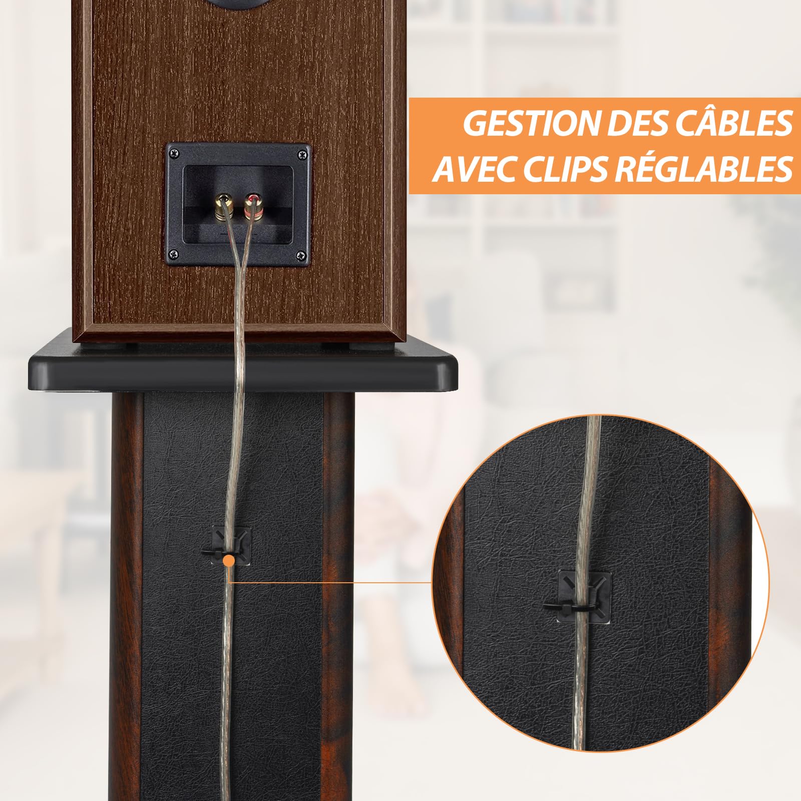 Lot de 2 Supports de Haut-Parleurs Universels en Bois 40CM, Jusqu'à 50KG, Supports d'Enceintes sur Pied pour Home Cinéma, Supports pour Enceintes, Conception Remplie de Sable (40CM)