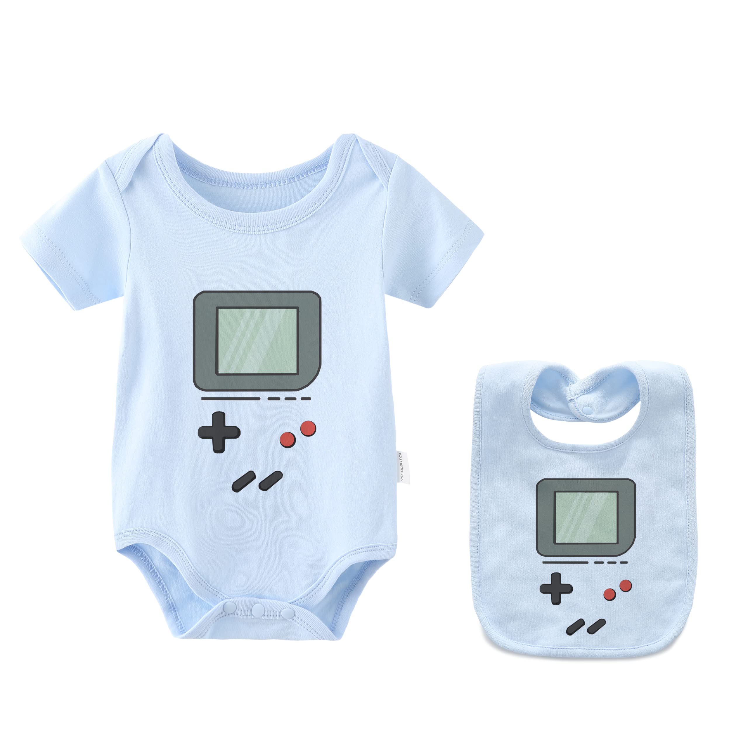 culbutomindBaby Bodysuit Fun Toddler Shirt Gameboy for Girls Boys with Bibs Free