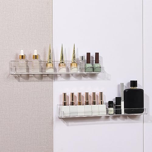 Miniatura 6 de 4 Pack Nail Polish Rack Wall Mounted Shelf with Removable Anti-Slip End Inserts,15 Inches Invisible Acrylic Floating Bookshelf for Kids Room,Picture