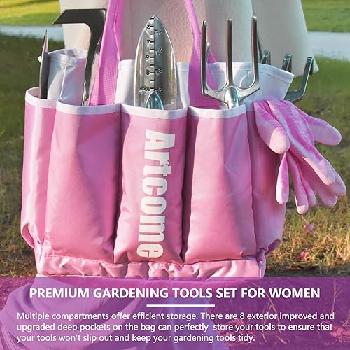 Miniatura 7 de Artcome Juego de herramientas de jardín de 9 piezas, kit completo de herramientas de jardín con 7 herramientas de jardín resistentes, bolsa y