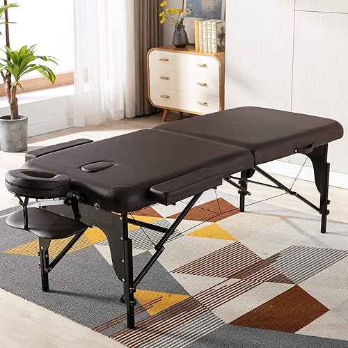 Anwick Mesa de masaje portátil con pestañas para masaje, cama facial, cama de spa, mesa de tatuaje, ajuste de altura con accesorios y bolsa de