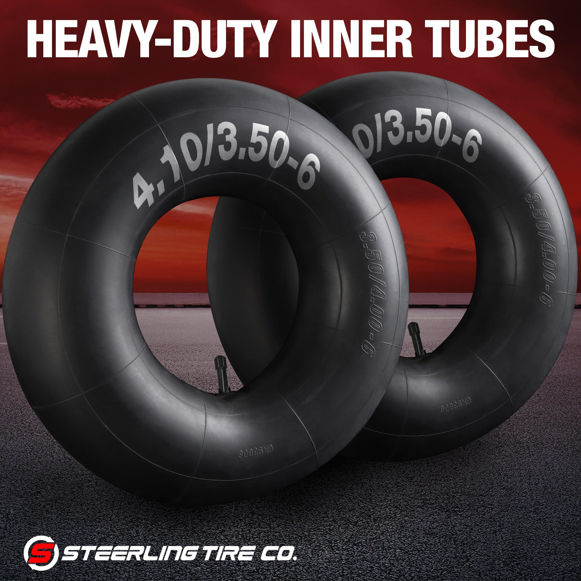 Roue Diable Lot 2 Chambres à Air Brouette - 4.10/3.50-4 - Valve Droite - Compatible Tondeuse, Chariot, Diable Rechange Pneus Chariot Jardin