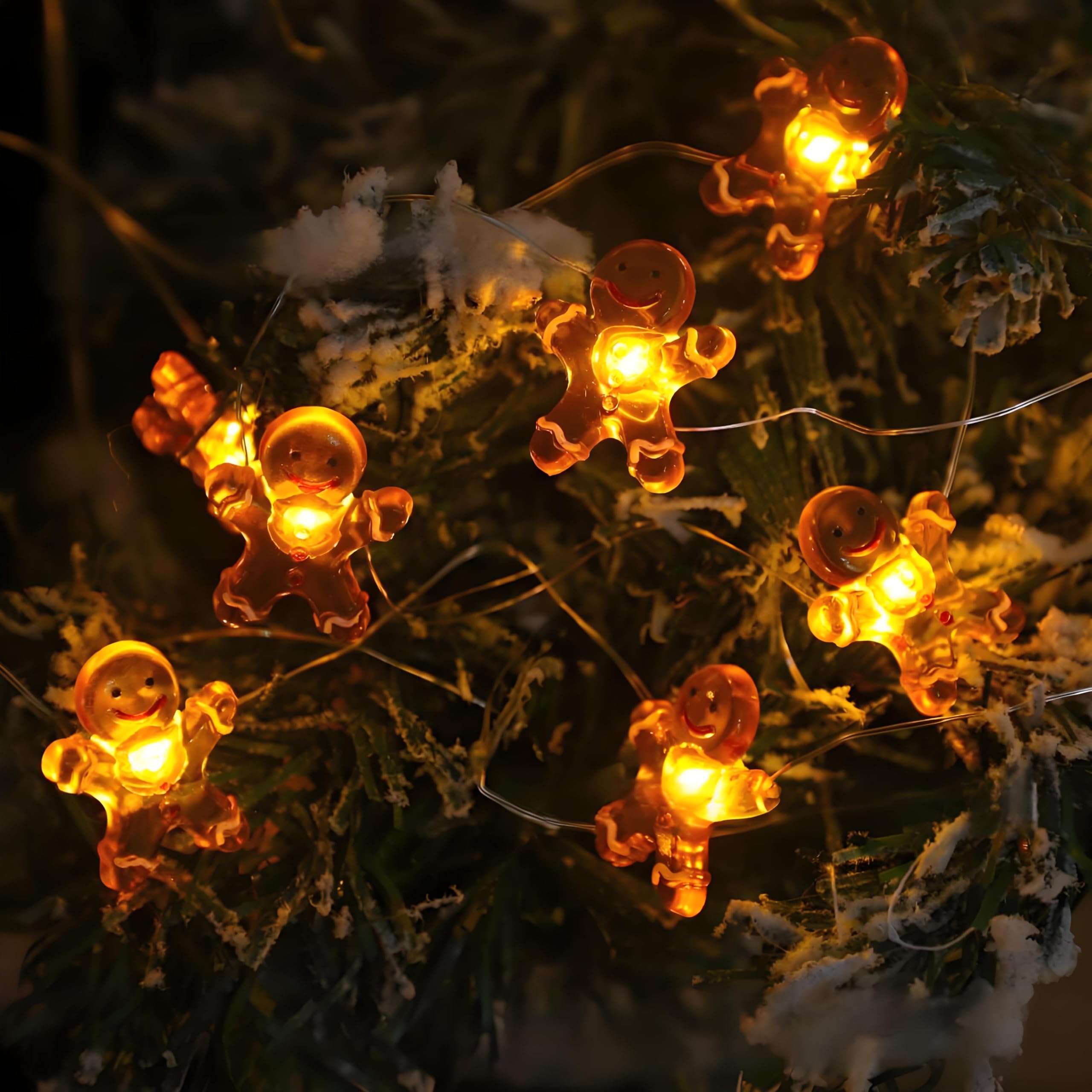 Guirlande Lumineuse Noël 3m 20 LED - Motifs Bonhomme En Pain D'épice Et Sucre D'orge, Intérieur/extérieur