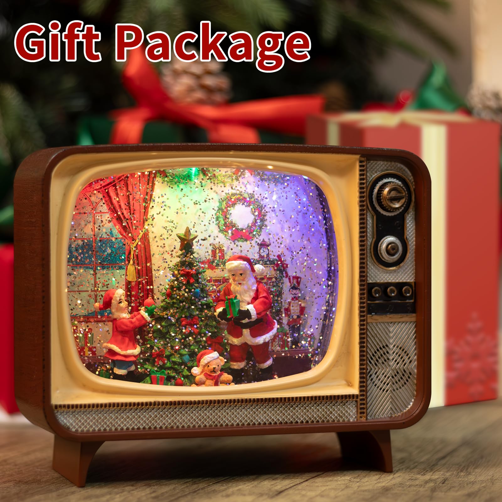 Amazon.co.jp: サンタ クリスマス スノードーム テレビ ライトアップ