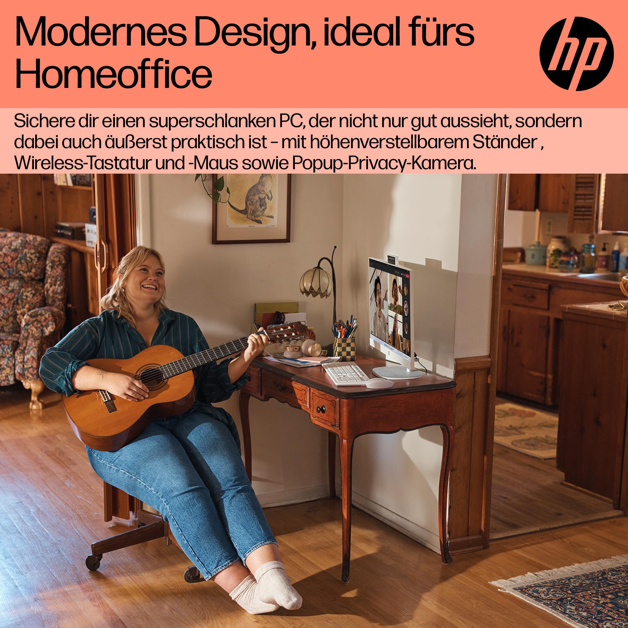 HP All-in-One Desktop-PC |23,8" FHD Display | AMD Ryzen™ 5 7520U | 8 GB DDR5 RAM | 512 GB SSD | AMD Radeon™-Grafikeinheit | Windows 11 Home | Weiß