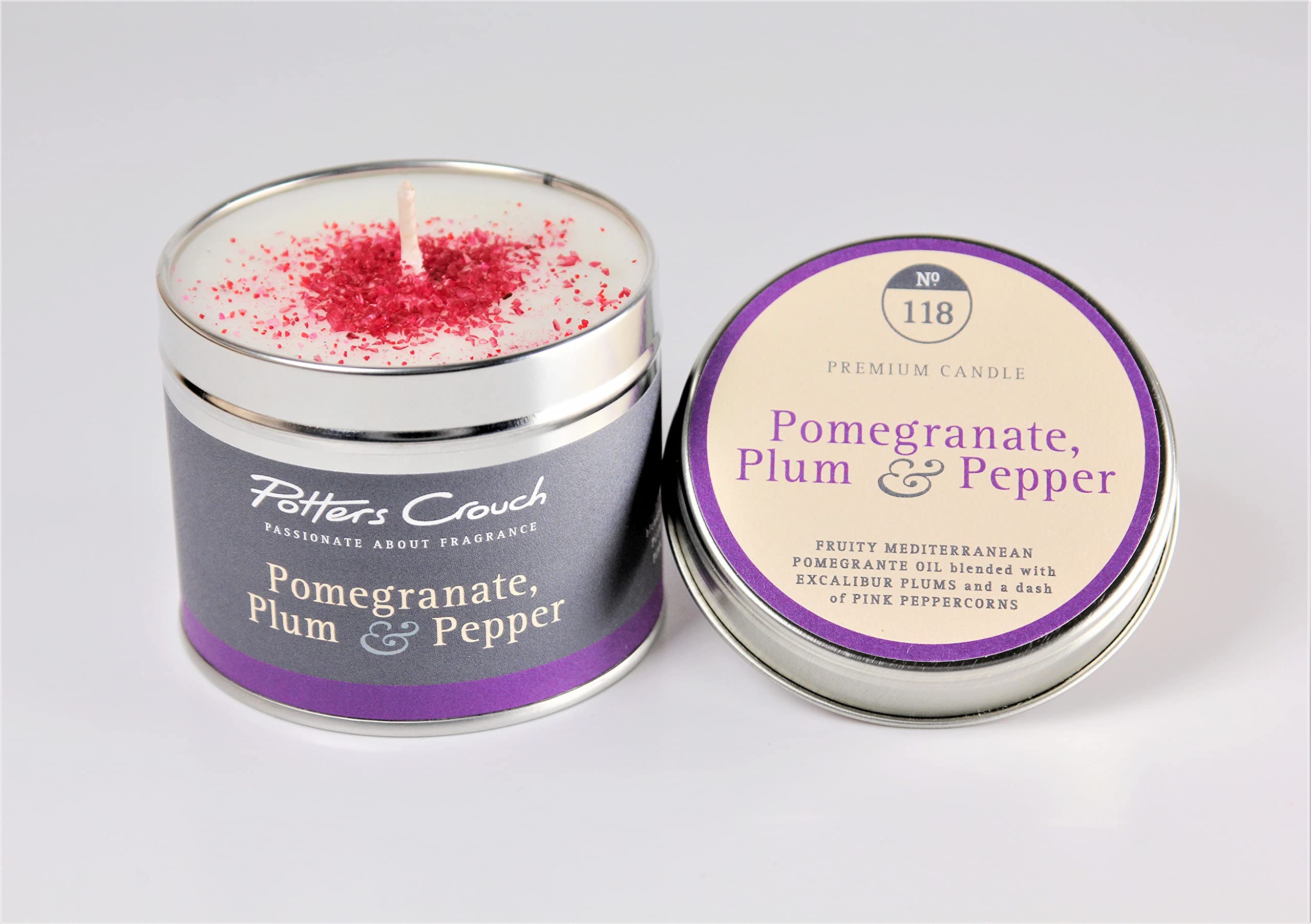 Potters Crouch Scented Candle in a Tin - Pomegranate, Plum & Pepper