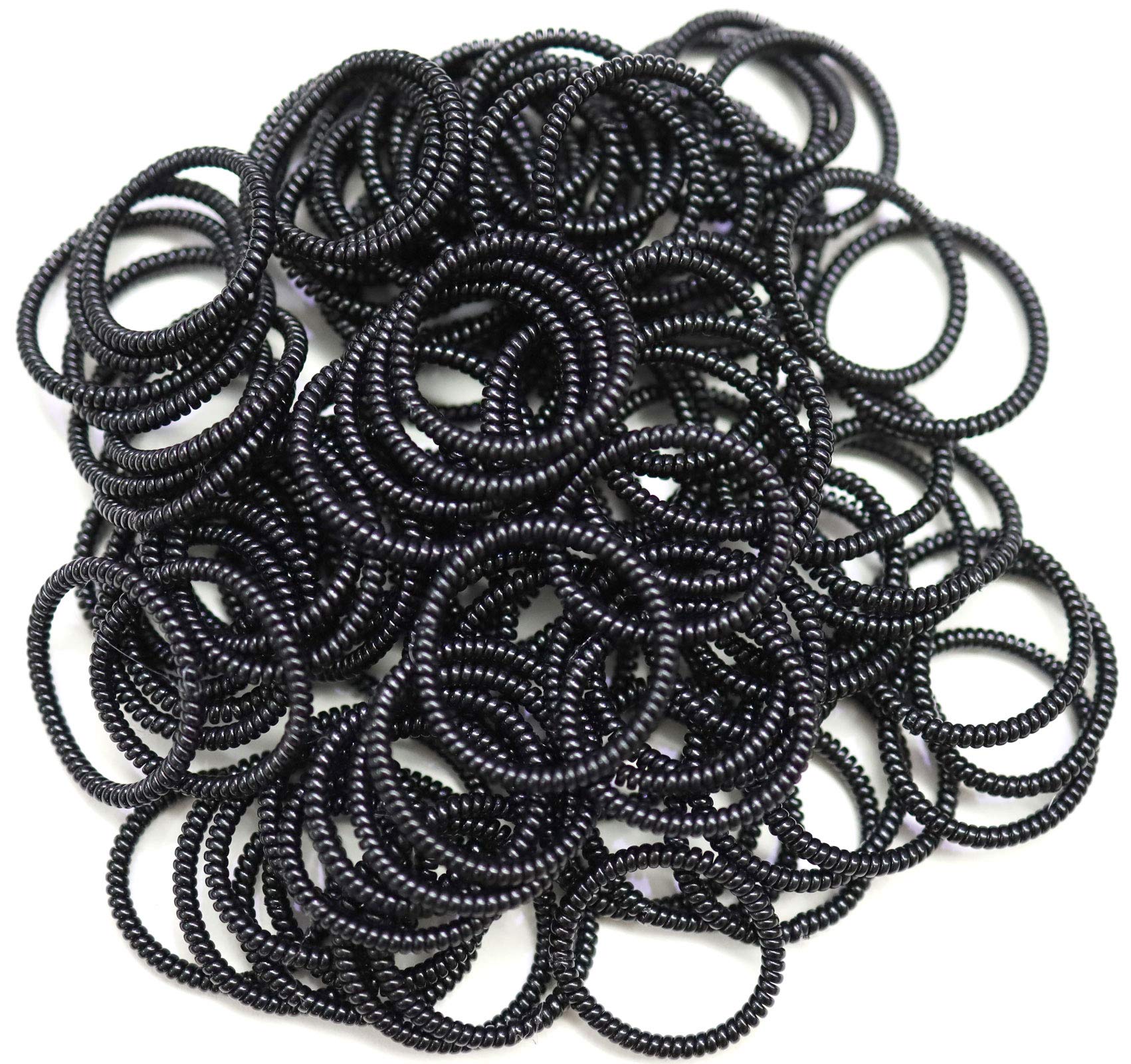 100 lazos para el pelo en espiral, lazos para el cabello sin arrugas, lazos para el pelo, lazos elásticos para el pelo, color negro, para mujeres y niñas