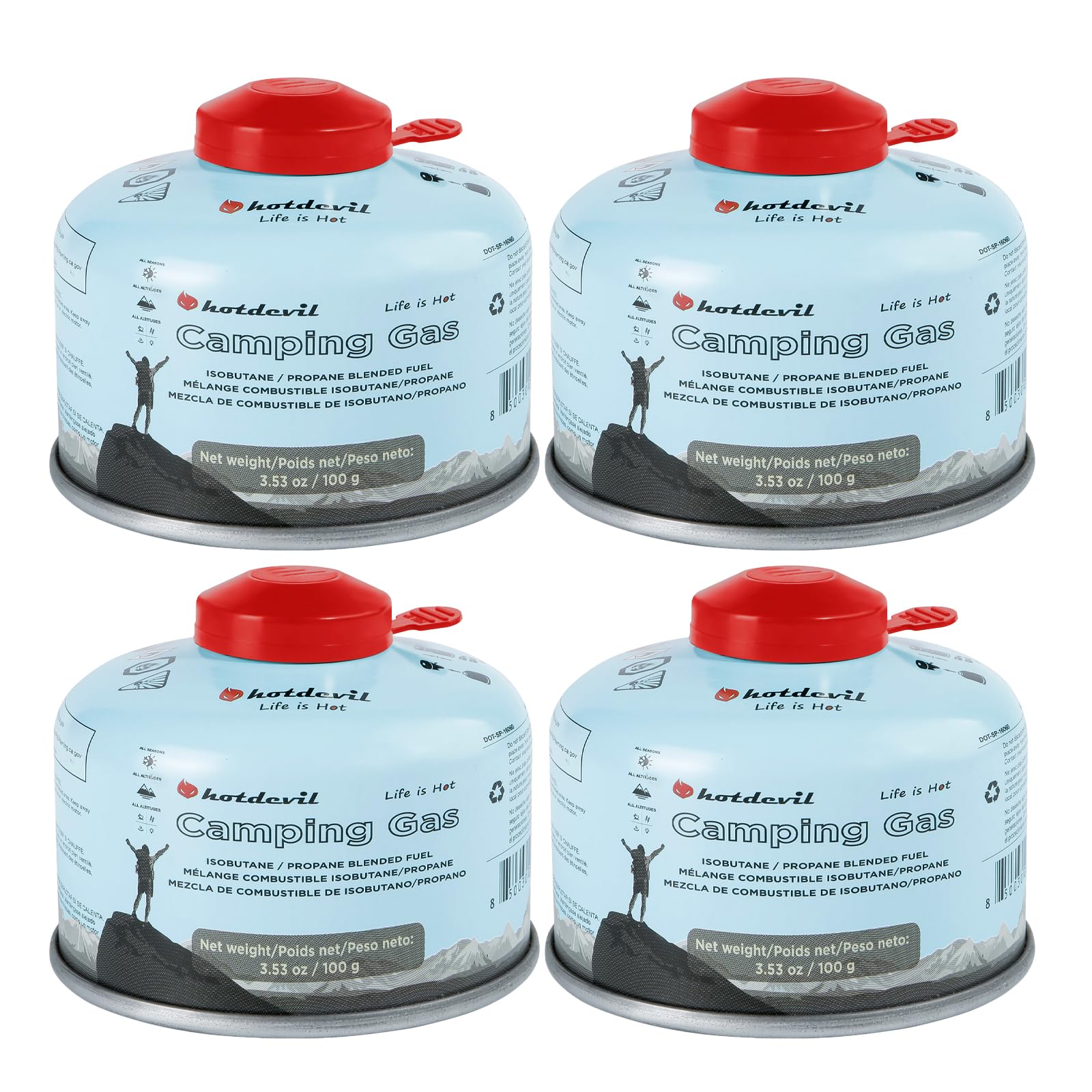 Hotdevil Isobutane Fuel Canister 4-Pack
