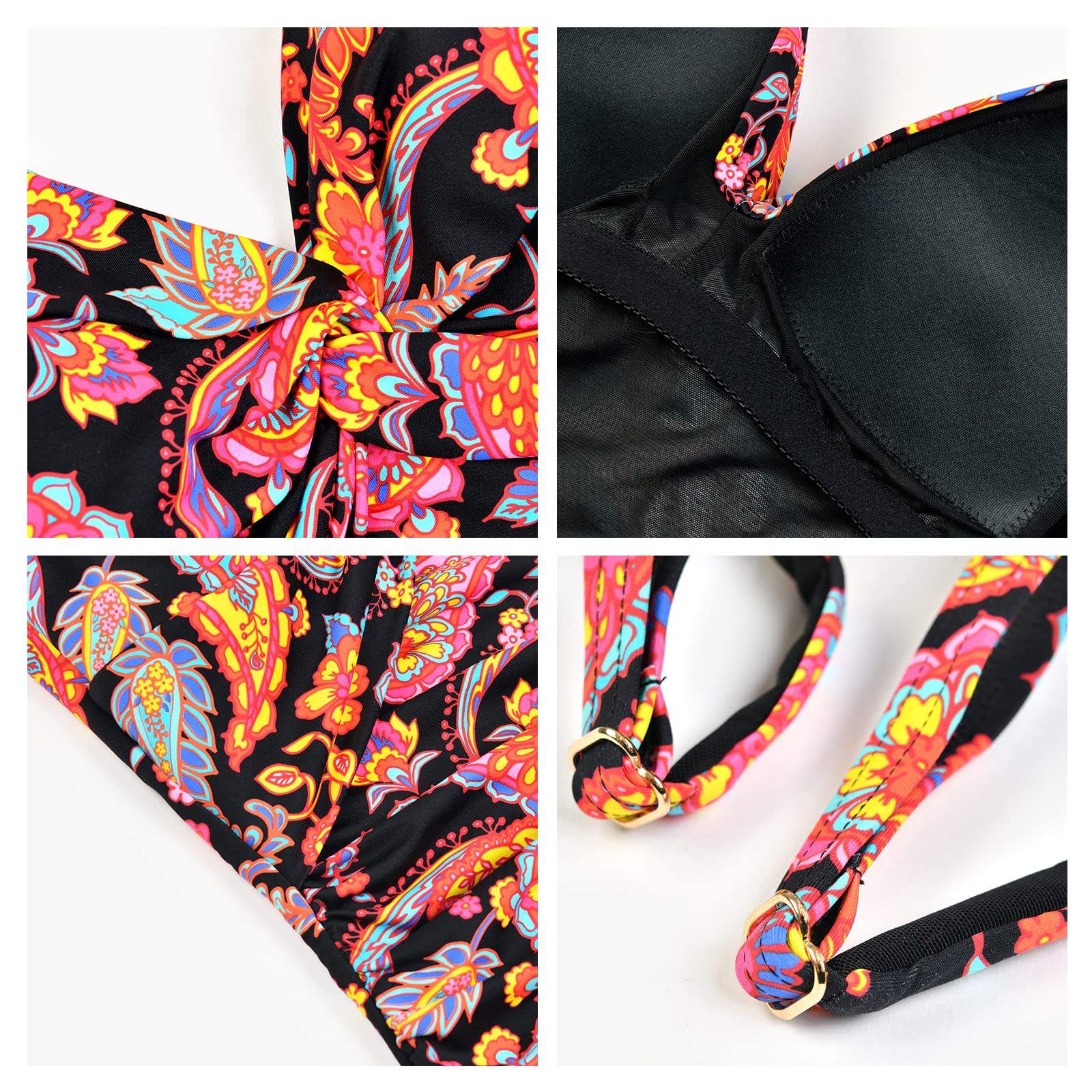 WIN.MAX Costumi da Bagno Interi per Donna Scollo a V Costume Intero Donna con Controllo della Pancia Monokini con arricciature, per Coppe da D a G