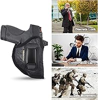 Vista 6 de IWB - Funda óptica para pistola de Houston, material suave de cuero ecológico para transporte oculto Compatible con Glock 26/27/33, Shield, XDS
