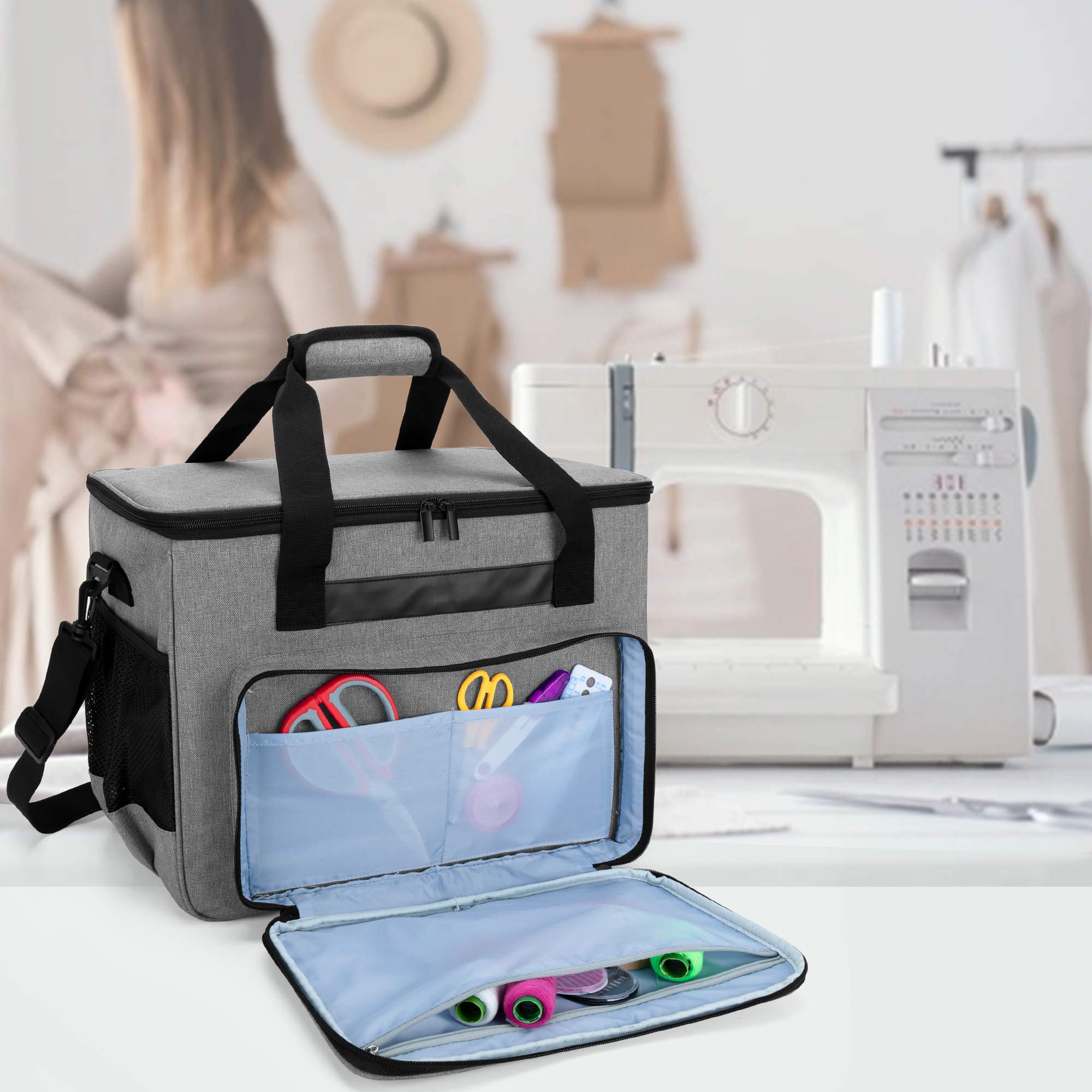 Teamoy Borsa per macchina da cucire, Borse da trasporto macchine da cucire per la maggior parte delle macchine da cucire standard e accessori per cucire