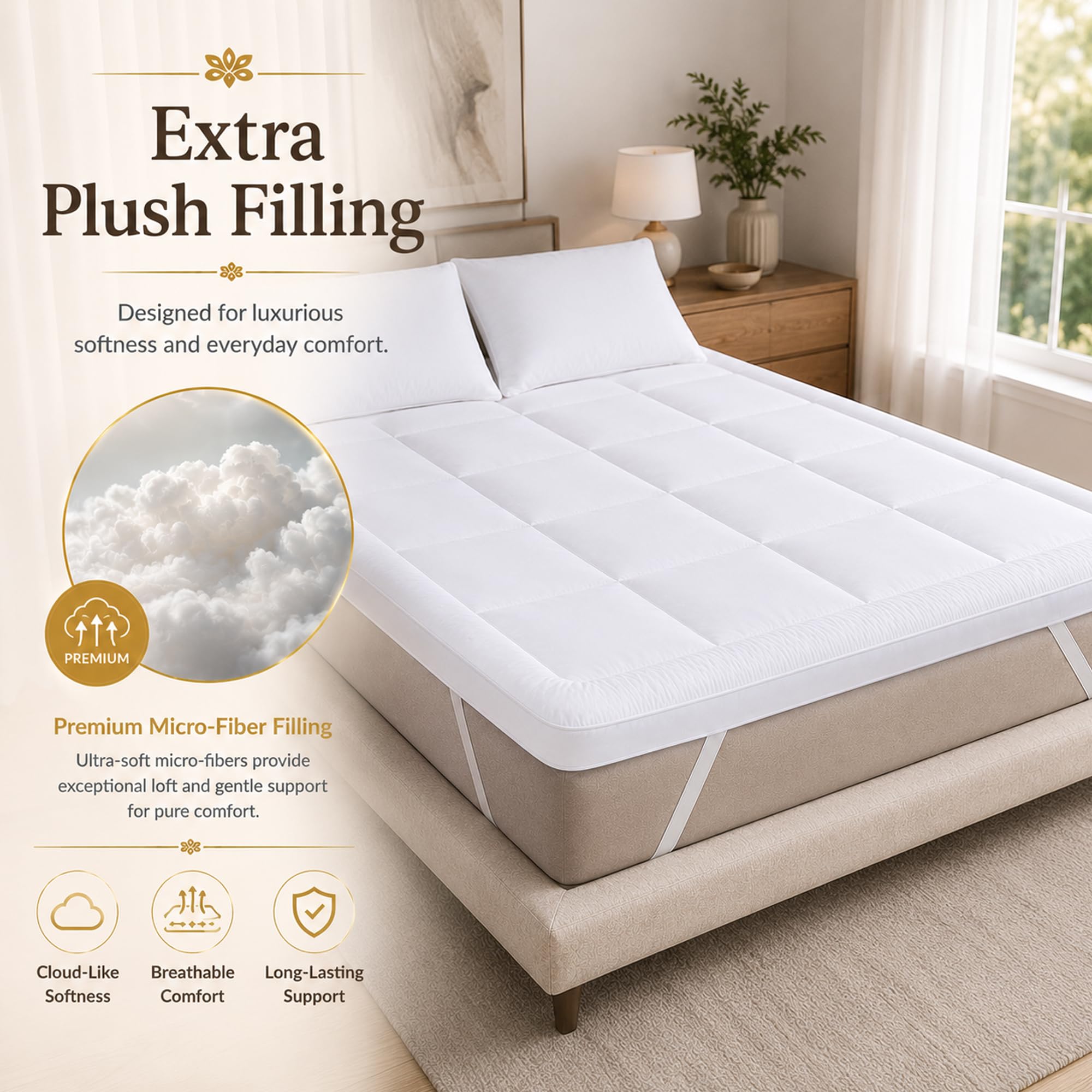 Divine Casa Mattress Topper - 2 Inch Soft Comfort -6
