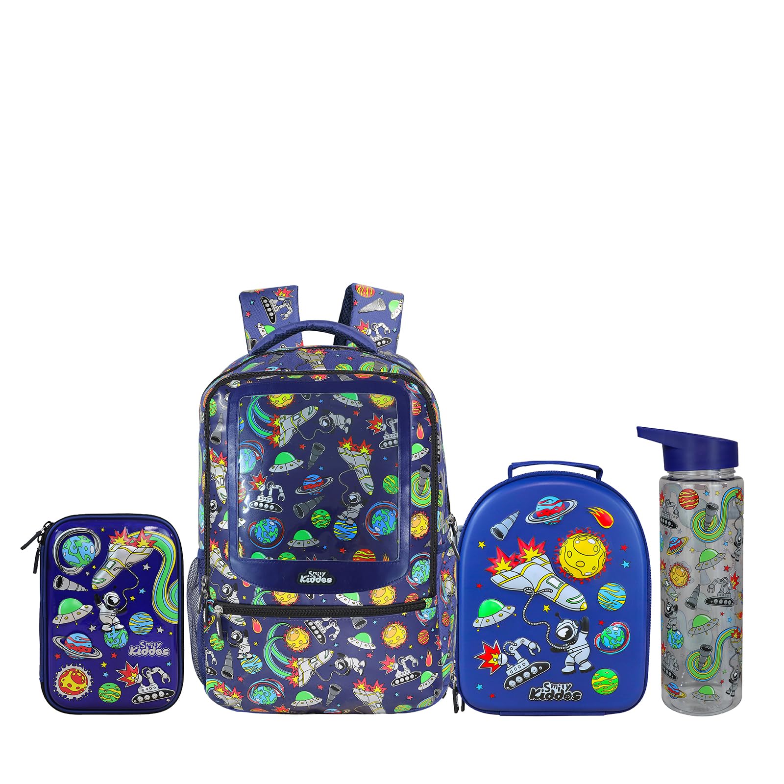 Smily KiddosSpace Combo Blue (Backpack, Lunch Bag, Pencil Box, Water Bottle)