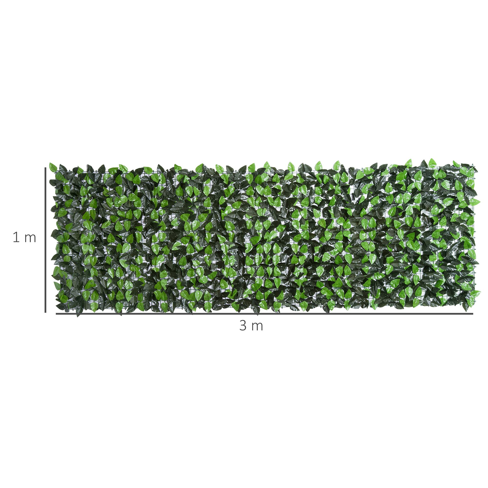 Outsunny Haie Artificielle Feuilles de Laurier Brise-Vue Jardin 3x1m Vert | Feuillage Réaliste, PE Anti-UV,
