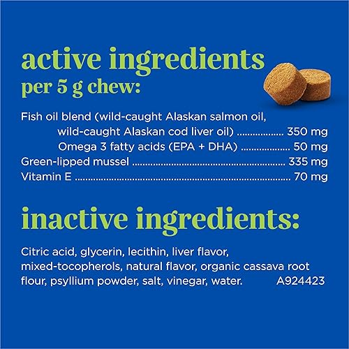 Miniatura 5 de Purina - Suplementos masticables suaves para perros para cadera y articulaciones, recipiente de 10.6 onzas