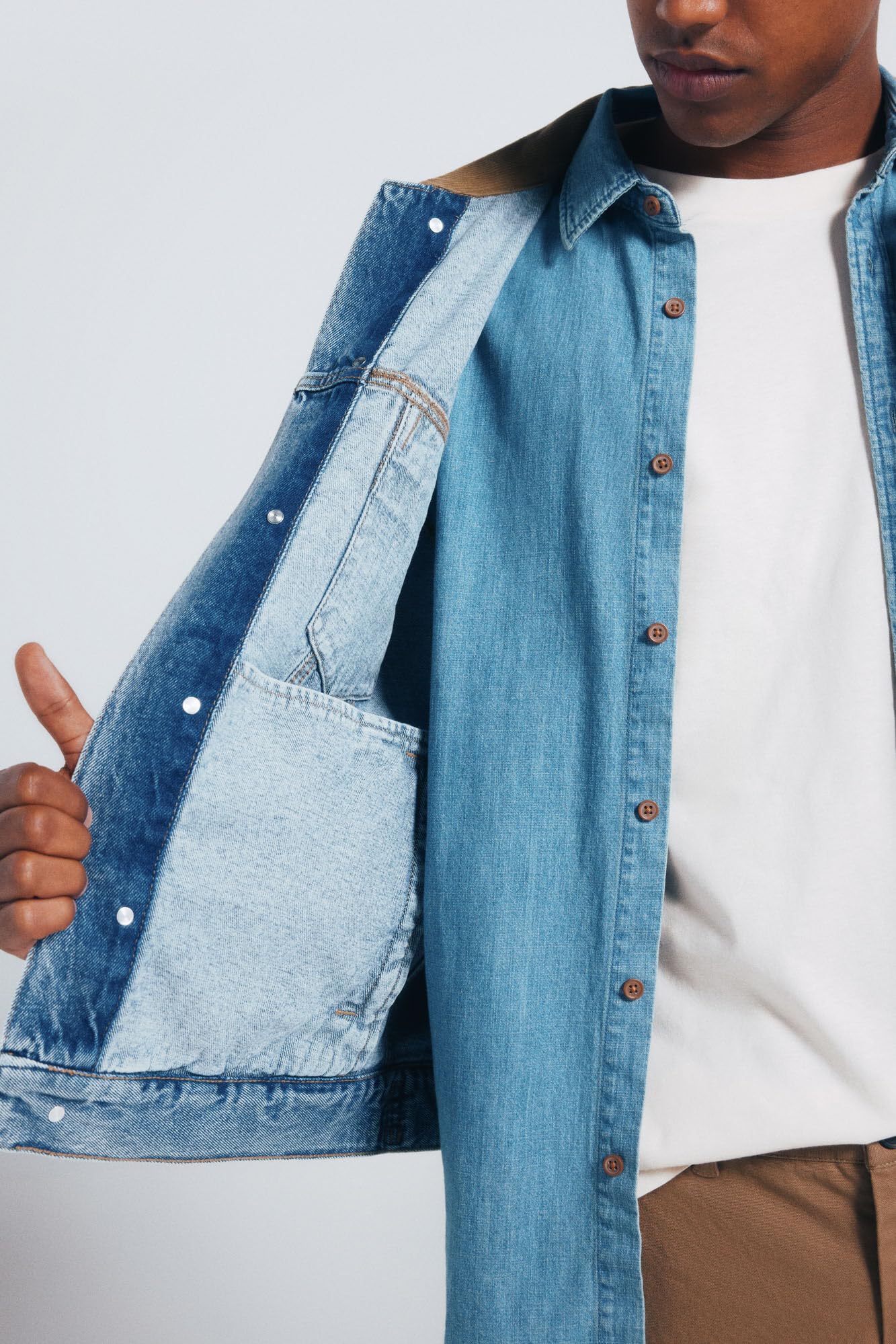SPRINGFIELD Oversize Denim Trucker With Corduroy Collar. 100% Bci Cotton Chaqueta Vaquera Hombre