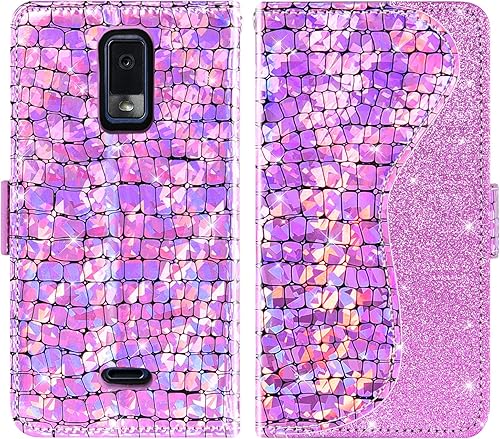 Miniatura 6 de Asuwish Funda para teléfono Tracfone BLU View 3 B140DL con protector de pantalla y correa para la muñeca, soporte para tarjetas de crédito, soporte