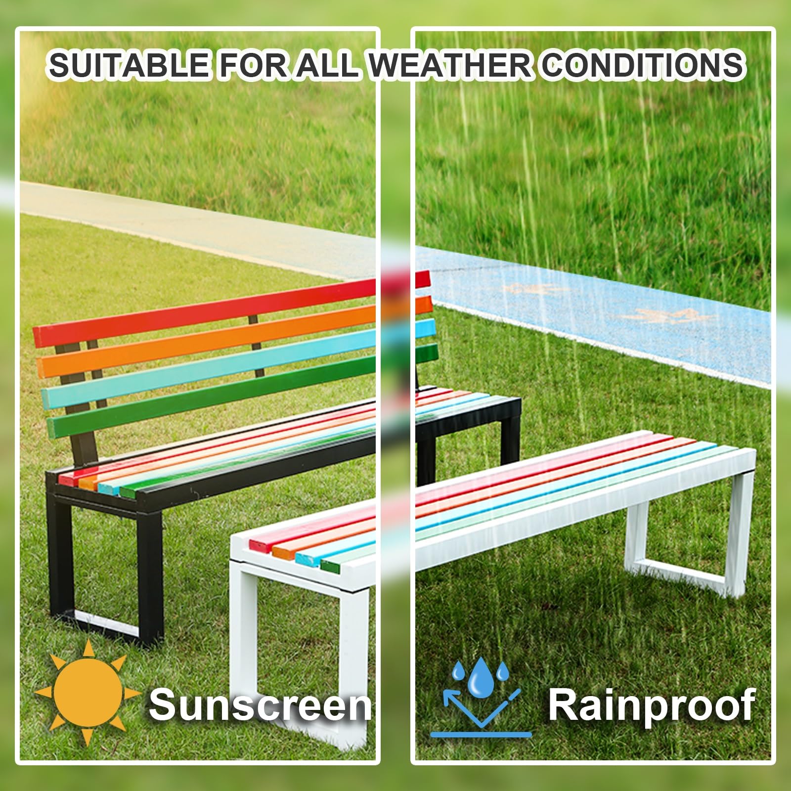 Panca da Esterno, Panchina da Giardino con Schienale per 2-3 Adulti, Panchina da Esterno Resistente alle Intemperie, per Giardino, Patio, Veranda(White,120cm/47in)