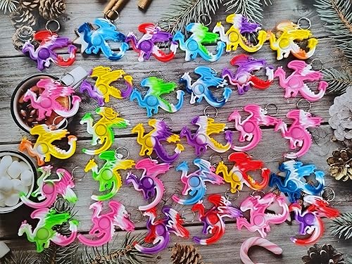 Miniatura 2 de Paquete de 100 mochilas de animales a granel, mini llavero de arcoíris, juguetes de burbujas para niños, niños, aula, estudiantes, regalos de