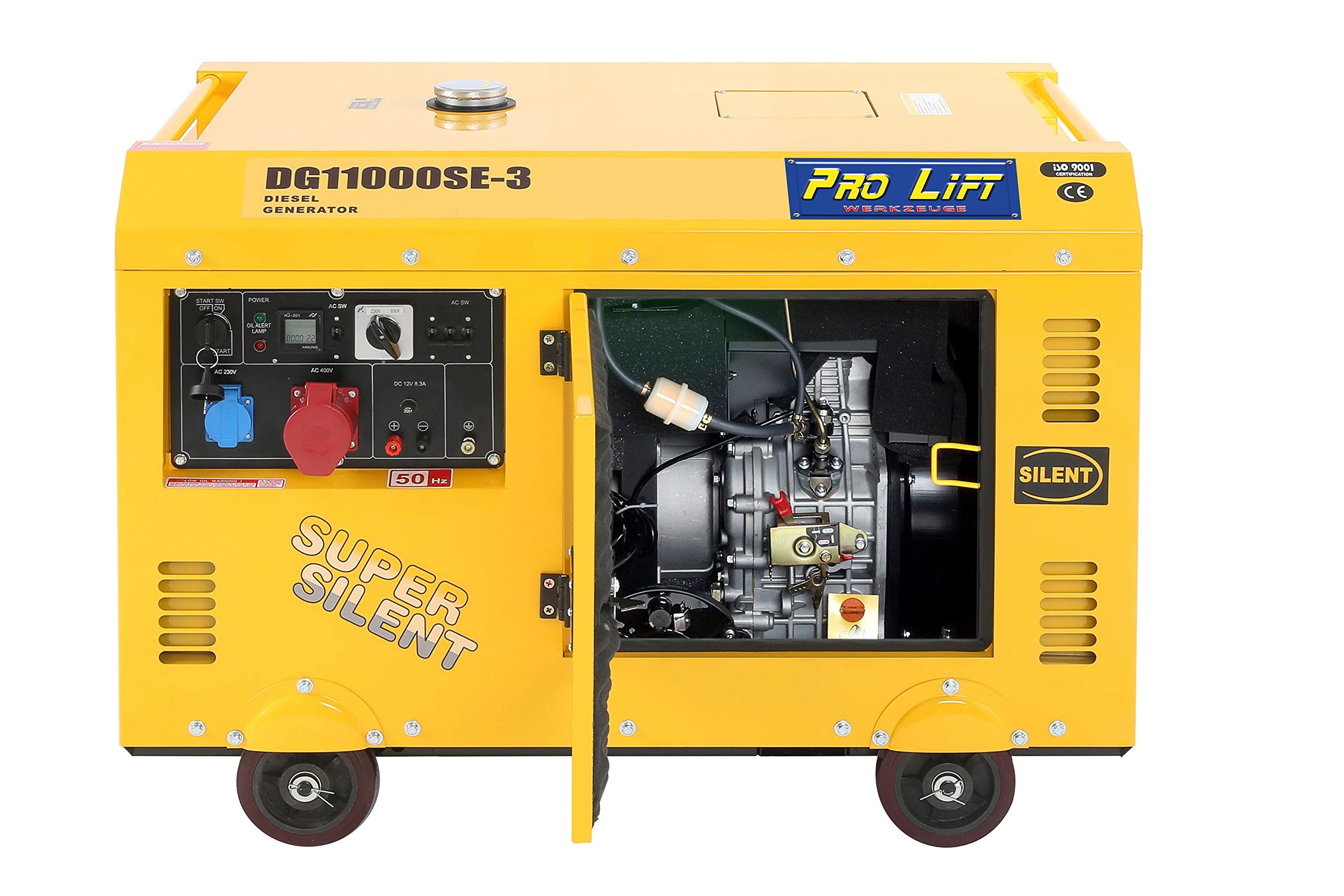 Notstromaggregat 10kVA Super Silent 8000W 230V + 400V Stromerzeuger 4-Takt-Dieselmotor luftgekühlt Stromaggregat Starkstrom Eletro-Starter Generator leise Diesel Notstromaggregat