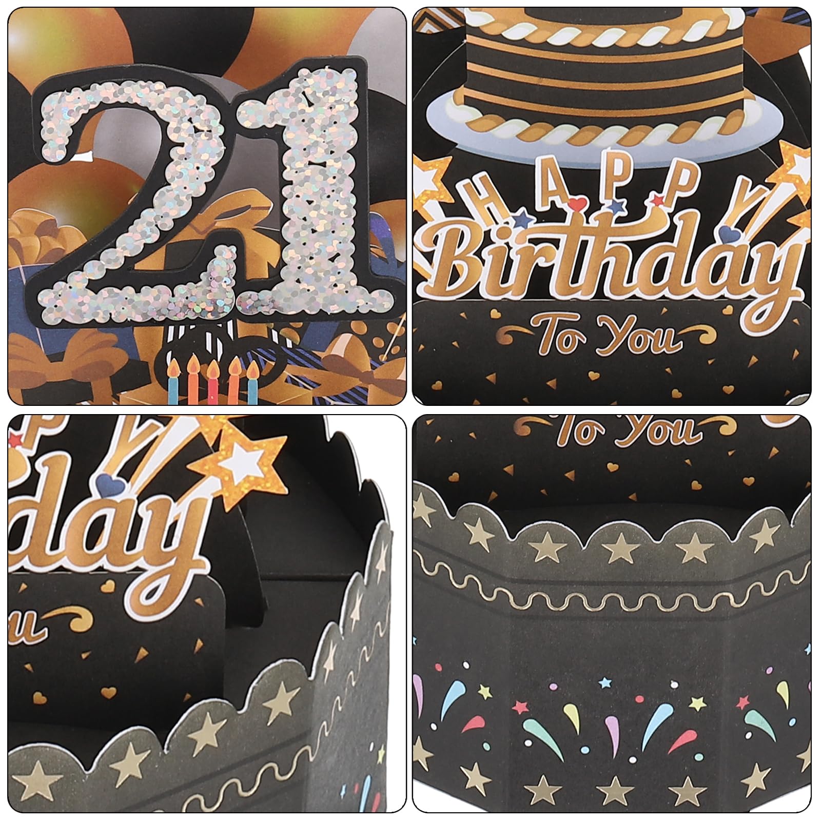 PATIKIL 40th Birthday Card Pop-Out Birthday Card Gift Card Funny Birthday 3d Sweet With Greeting Card And Envelope For Women Gift Best Friend Black Silver