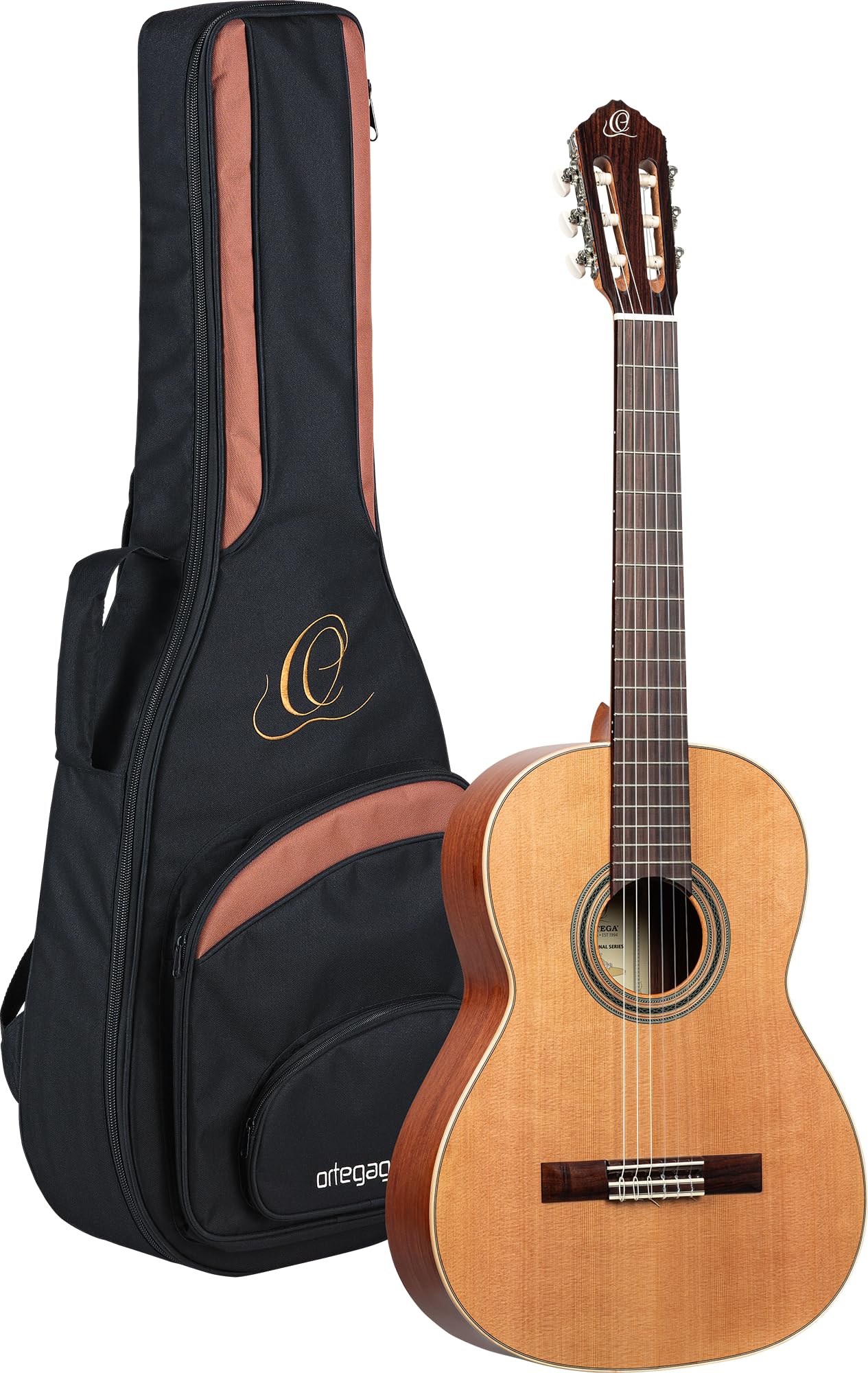 Ortega Traditional Series - Chitarra con corde in nylon, realizzata a mano in Spagna, con custodia professionale (R18G)
