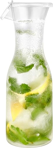 Jarra jarra de jugo, jarra de bebidas, acrílico transparente irrompible, a prueba de roturas, decantador de vinojugo con tapa, 40 onzas