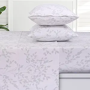 Tribeca Living King German Flannel Pillowcases, Set of 2, 200-GSM Heavyweight Cotton, Liliana Floral