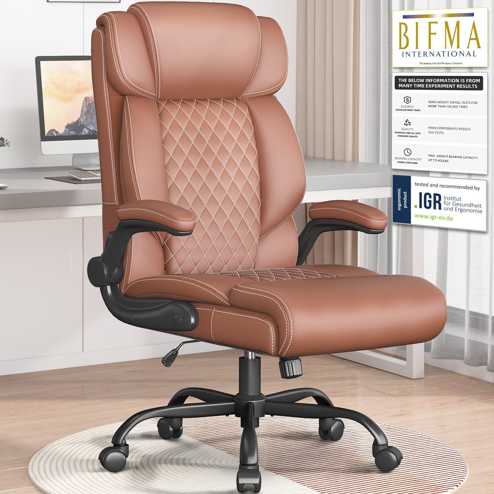 Office Chair, Executive High Back Big and Tall Office Chair,Brown