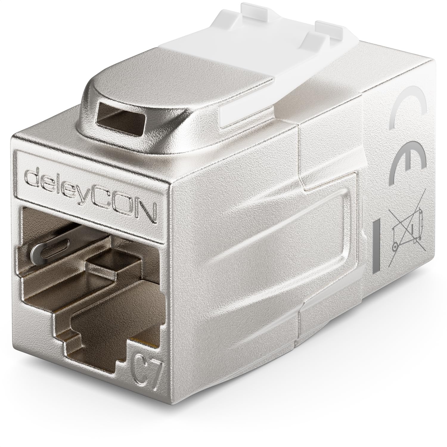deleyCON 24 Port CAT 7 Panneau Patch Modulaire 1 HE + 24x RJ45 Coupleur (Prise vers Prise) CAT 7 Keystone Module - 19" Pouces Montage Rack Serveur Compatible avec CAT5 CAT6 CAT7 CAT8 Câble Patch Noir