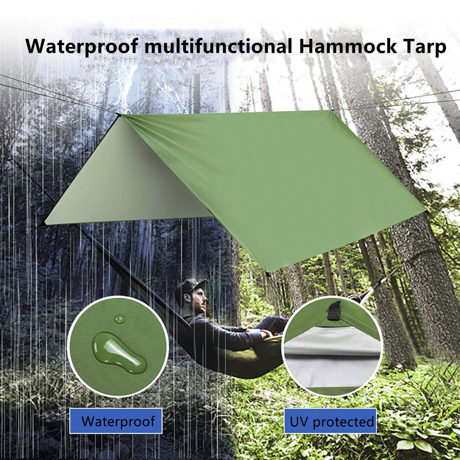 KAISUN Mosquitero Hamaca y Lonas Impermeable Camping,Carga de Nylon Ultraligero 200kg, Resistente a Los Rayos UV para Acampar ai Aire Libre y el Senderismo (TYP 11)