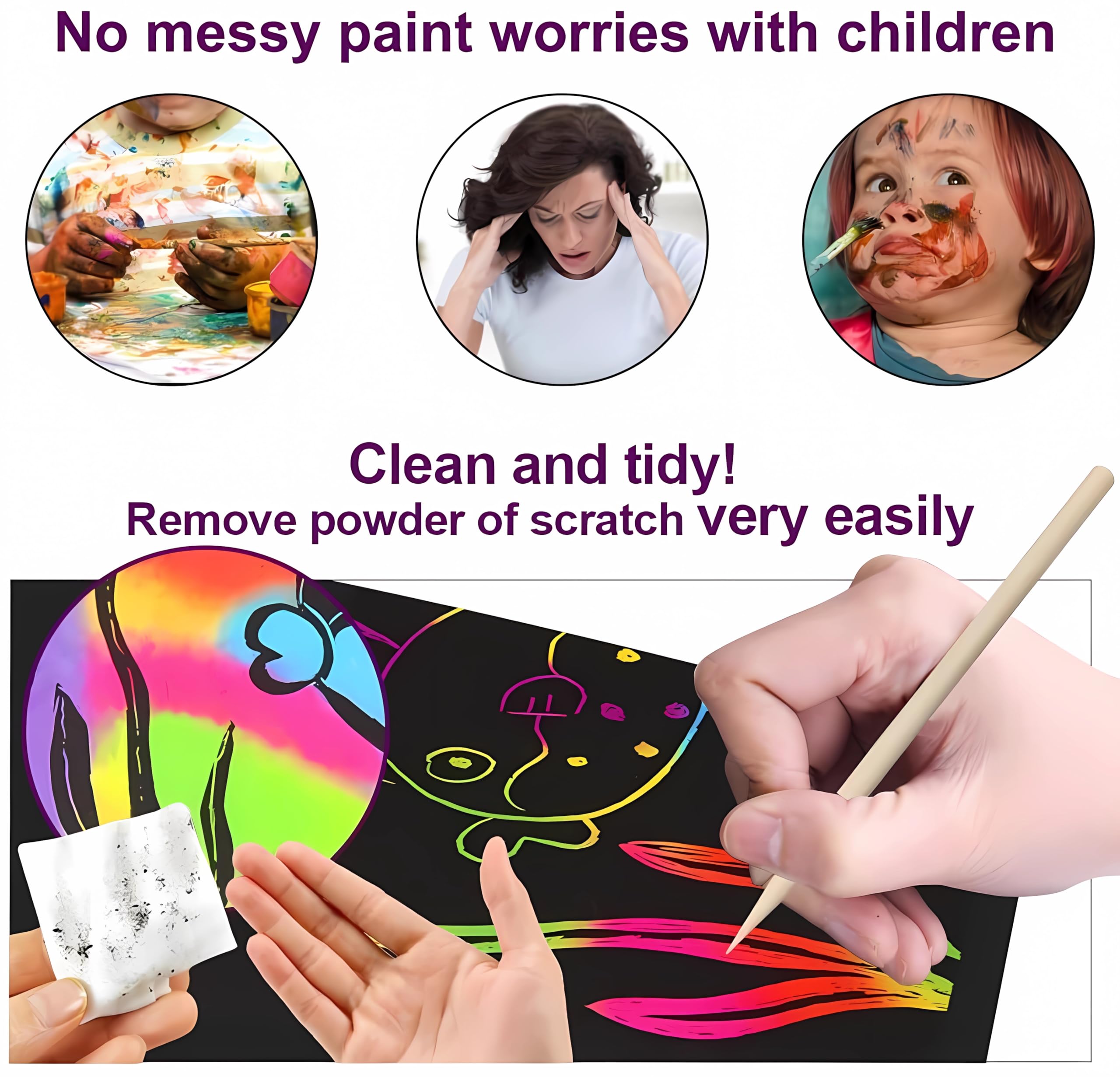 8pc Magical Scratch Book for Kids - Return Gifts Birthday Party for Kids - Best Birthday Return Gifts for Kids in Bulk - Magic Drawing Set Painting Activity Book Doodle Books - Scratch Note Book 1