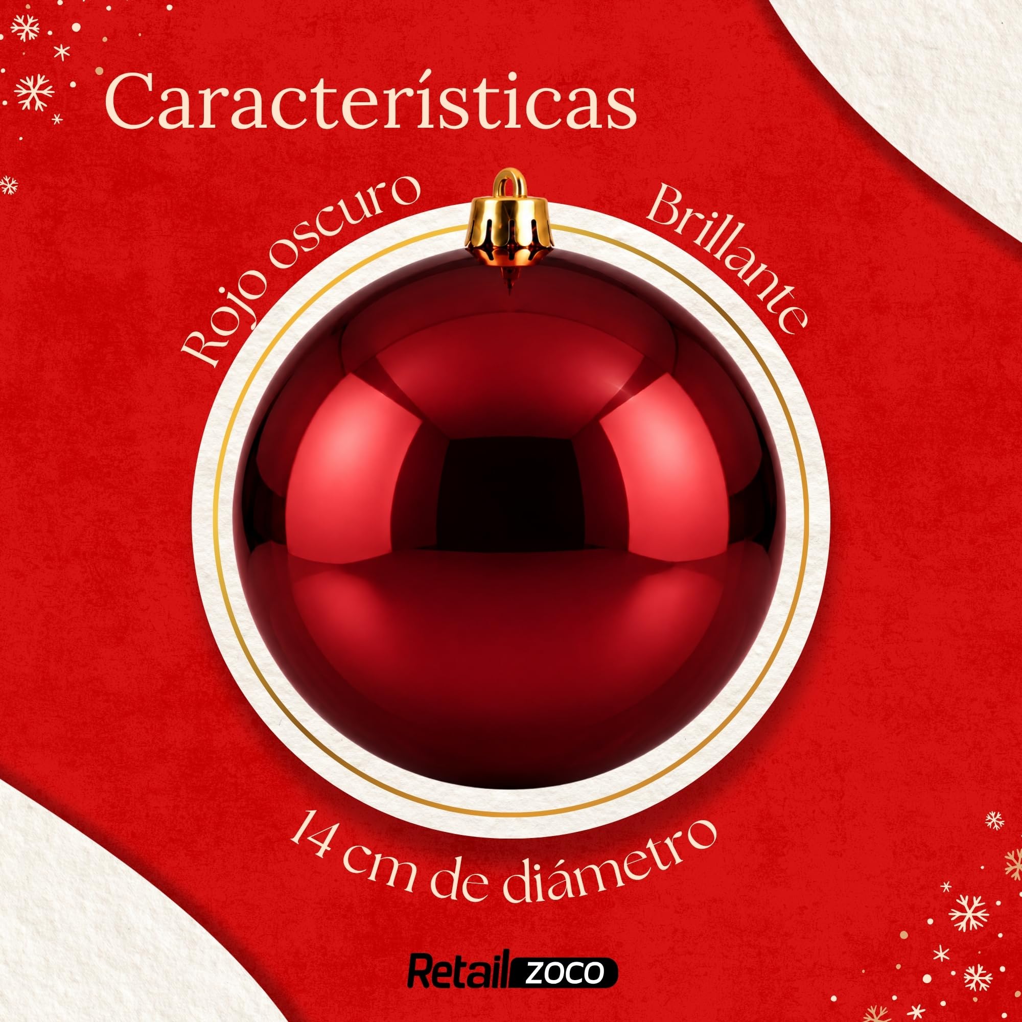 Bolas de Navidad, Adornos Arbol Navidad, 4 Piezas, Rojo Oscuro - imagen 4