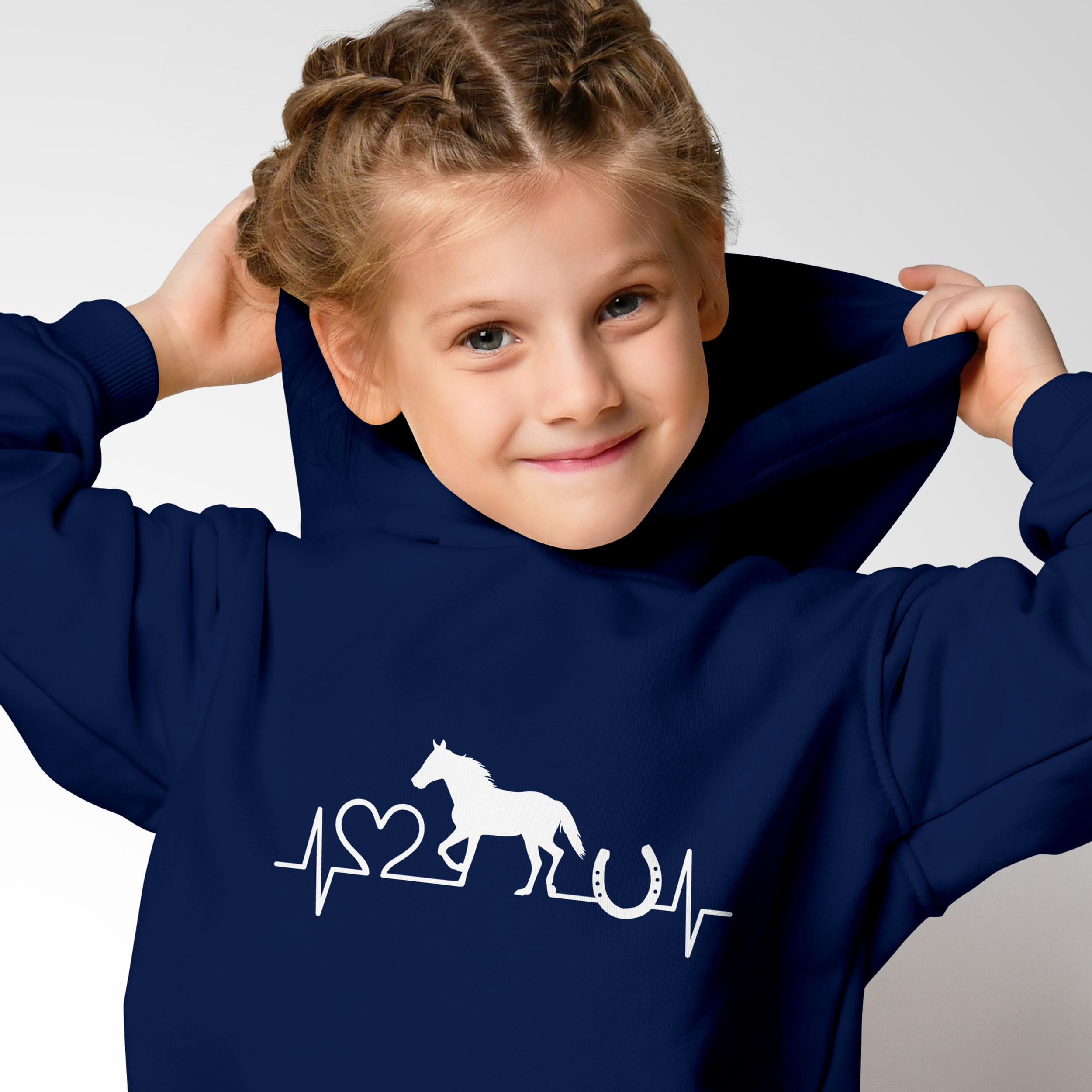 SpecialMe® Kinder Hoodie Mädchen Pferde Print Aufdruck Mädchengeschenke Reiterin Pferdeliebhaber Pferdemädchen