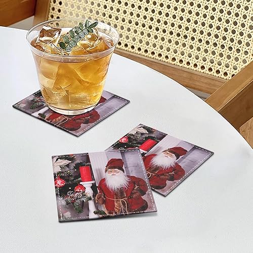 Miniatura 5 de Juego de 6 posavasos personalizados, posavasos de cuero personalizados para bebidas con soporte, nombre personalizado, foto, logotipo para mesa de