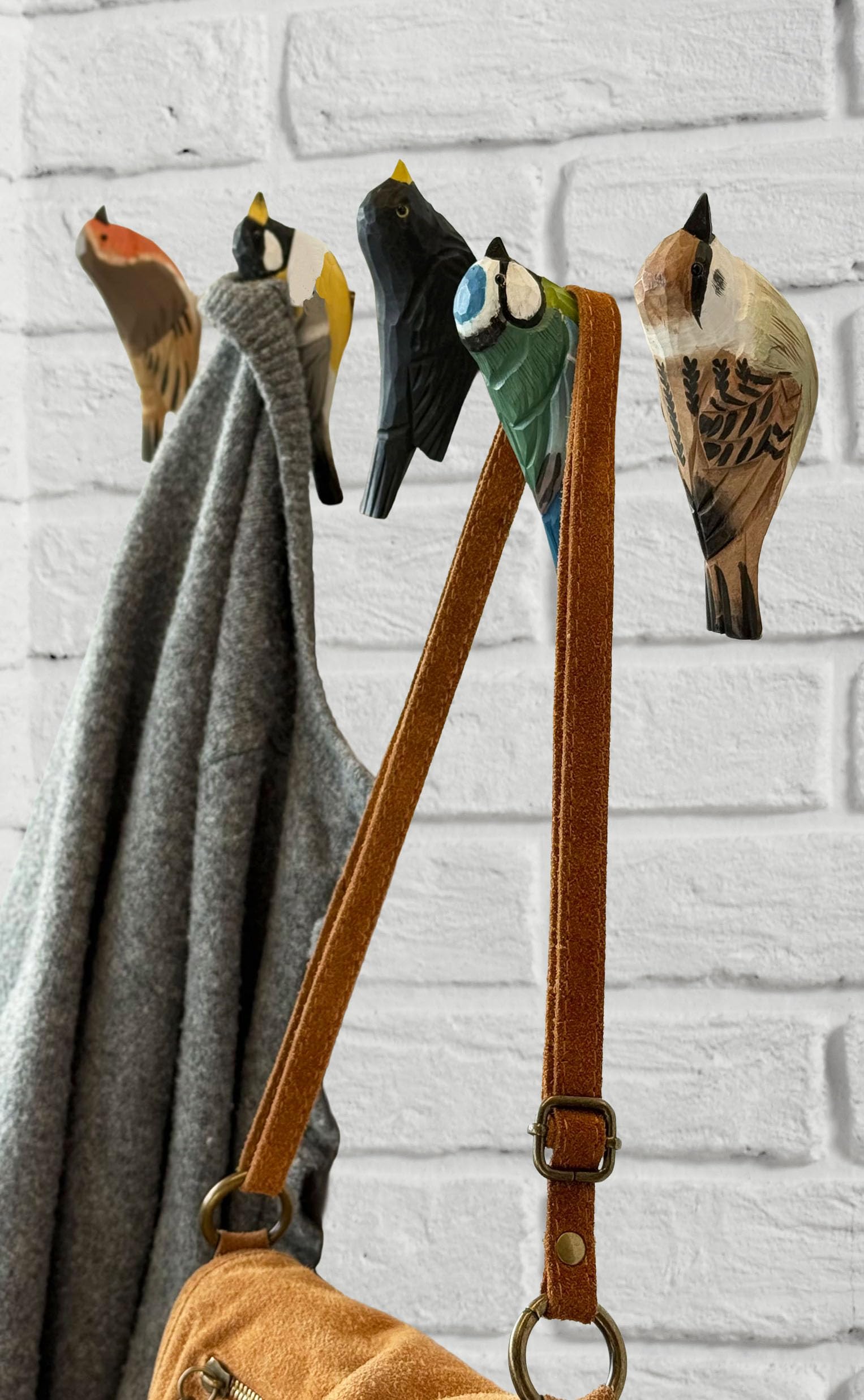 Lot de 3 crochets muraux, porte-manteaux en bois à visser, amelle/rouge-rouge/mouton, faits à la main, pour garçons et filles, porte-manteau mural pour enfants, motifs animaux, 12 x 7 x 7 cm