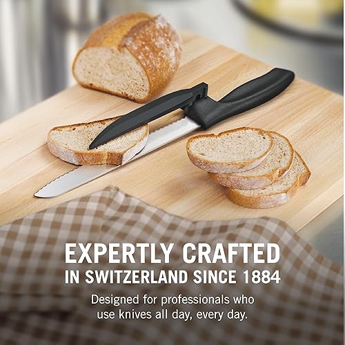 Miniatura 6 de Victorinox Swiss Classic Dux Knife - Cuchillo de cocina con guía ajustable - Cuchillo de cocina para cortar carne, pan y más - Mango negro, 8.25