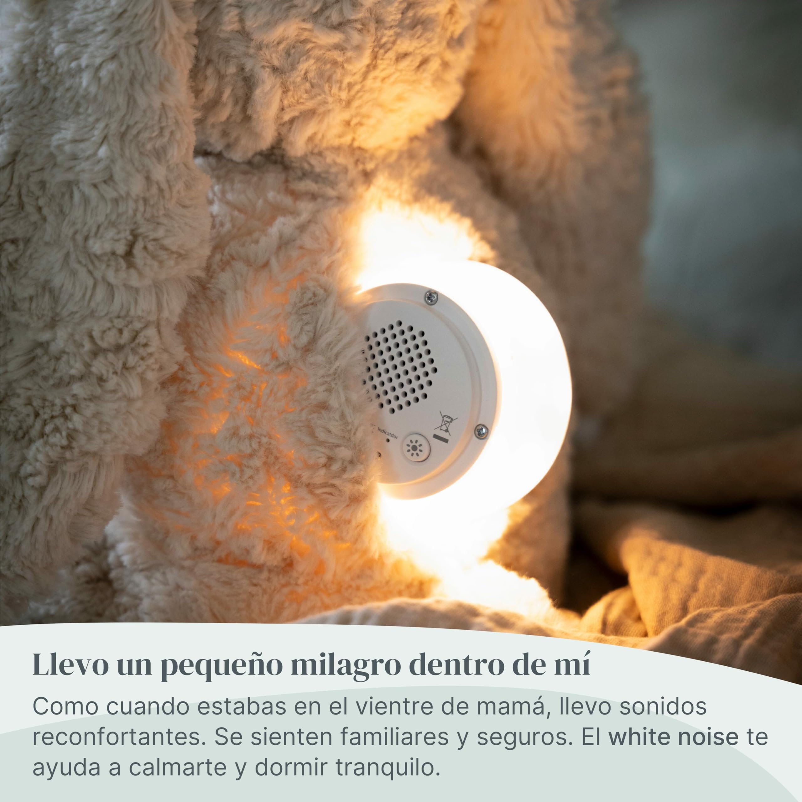 Baby's Only - Bibi el conejo de peluche con entrenador de sueño - Peluche con musica relajante para dormir - Ruido blanco bebe - Warm Linen