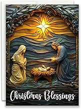JBH Creations Nativity Blessings Religious Christmas Card - Pack of 24