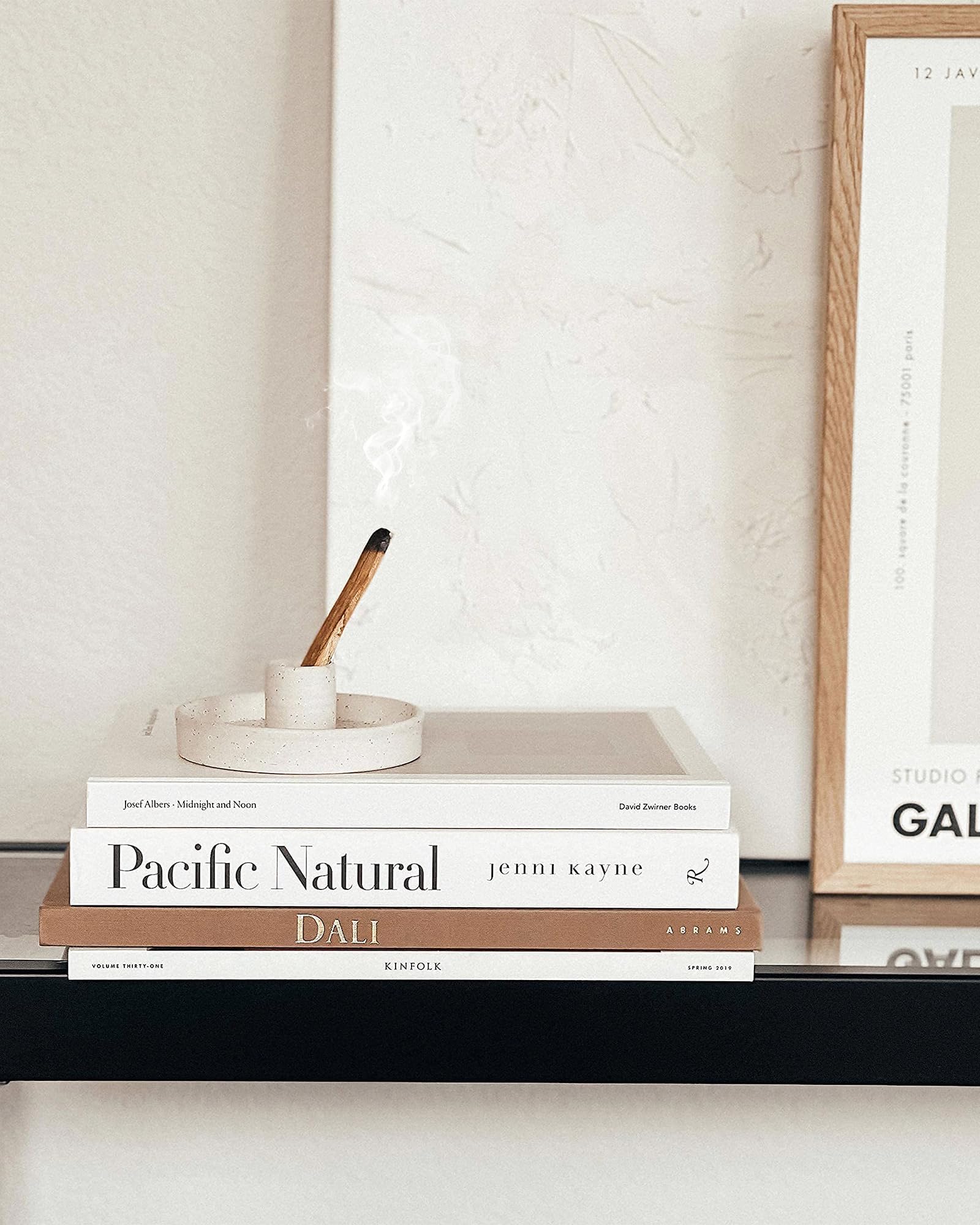 Palo Santo uchwyt ceramiczny, uchwyt na kadzidełka do stożków Palo Santo i topi wosk, palnik drewna, stojak na miskę z łapaczem popiołu, medytacja, joga, nowoczesny, minimalistyczny - biały