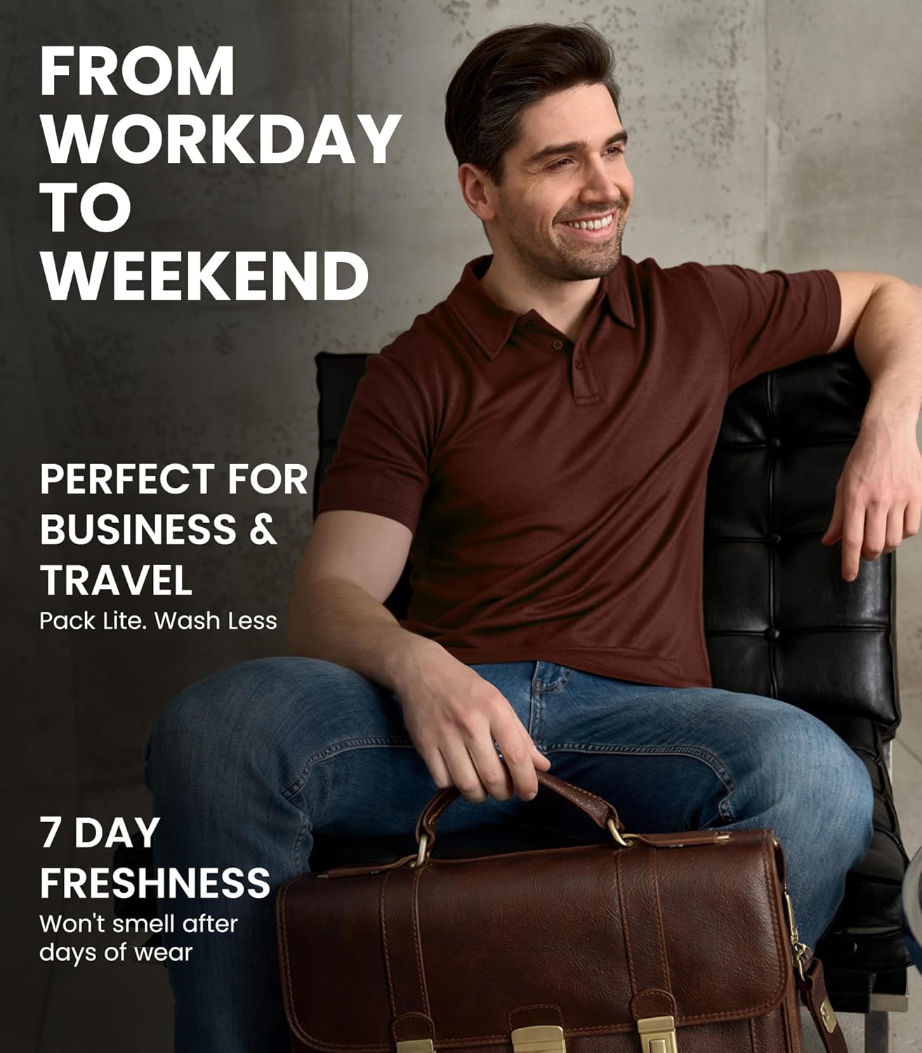 Merino Wool Polo Shirt Men - Anti-Odor 100% Merino Wool Shirts for Men Short Sleeve and Long Sleeve Breathable Polo - Image 4