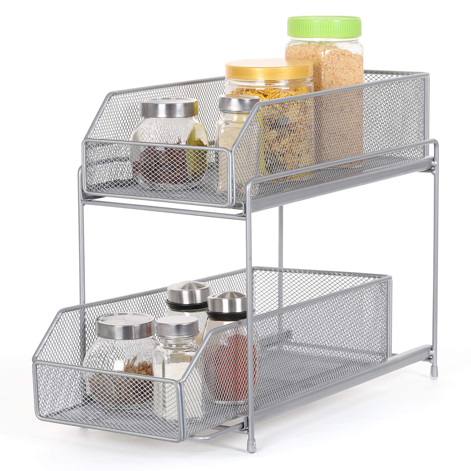 NEX 2 Tier Under Sink Organizer and Storage, Sliding Basket